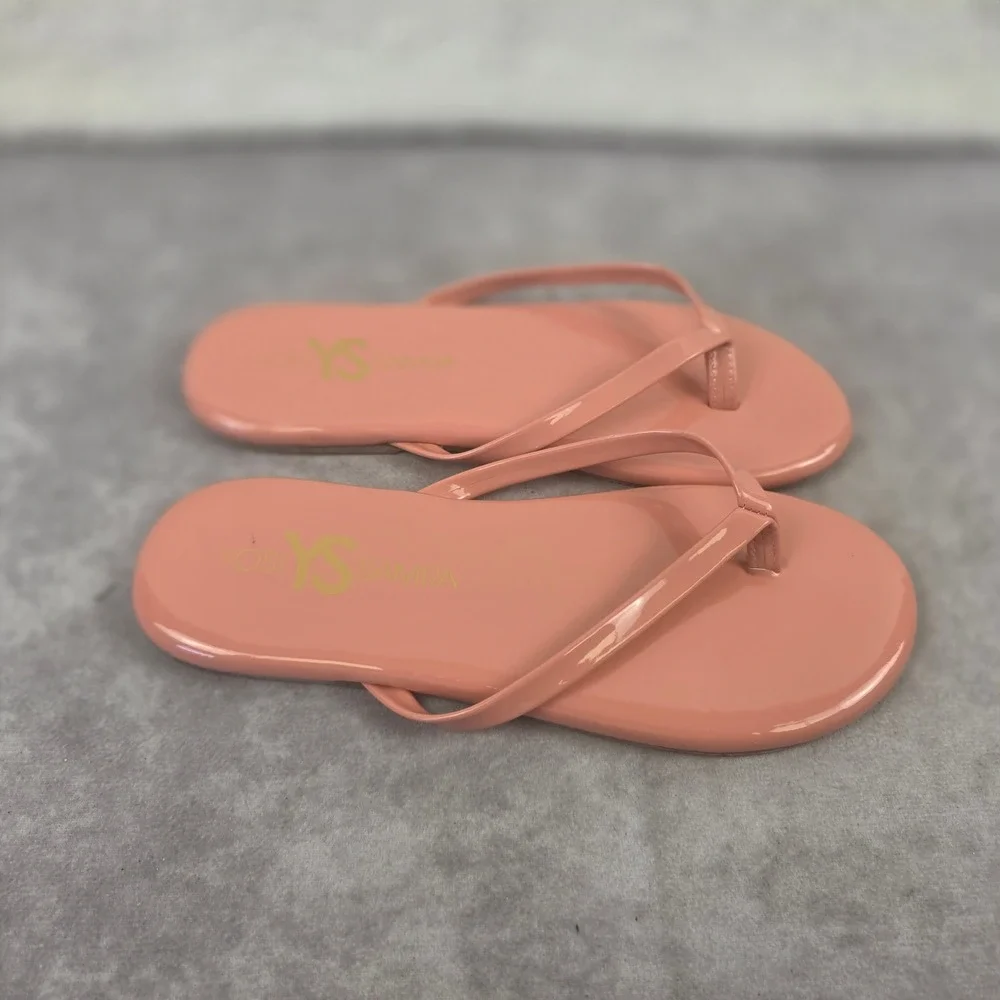 Yosi Samra Miss Rivington Flip Flops Peach Patent Sandals Girls Size 4M KDSP22-1